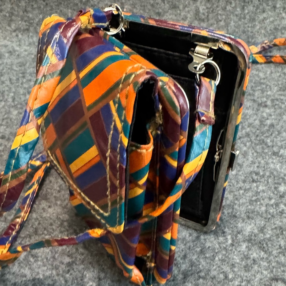 Crossbody ID money holder Travel small stripes vintage fits a pack of smokes